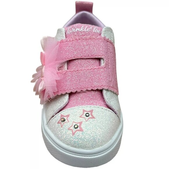 Skechers Toddler Girl's Twinkle Toes Slip-on Sneakers Size 7 White/Pink Glitter - Picture 3 of 12